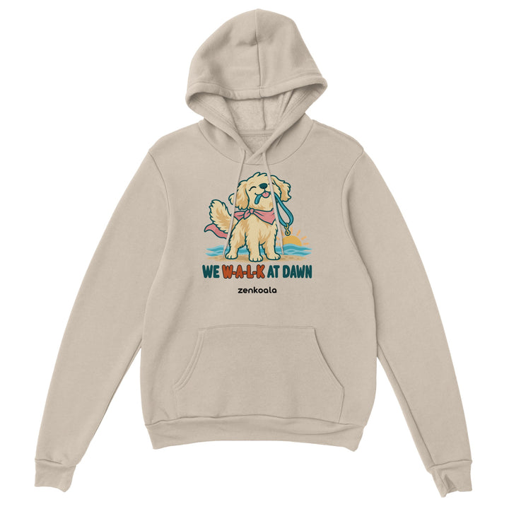 We Walk at Dawn feel-good hoodie in sand, Zen Koala Australia