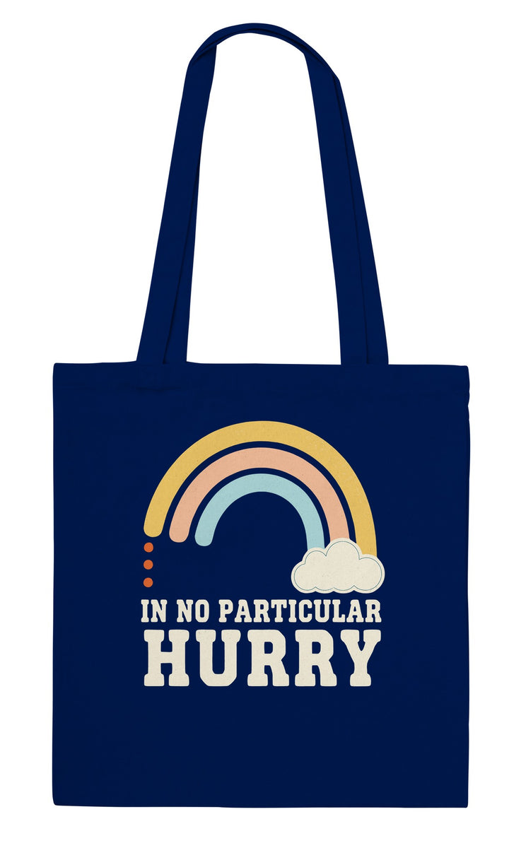 In No Particular Hurry feel-good tote bag in navy, Zen Koala Australia