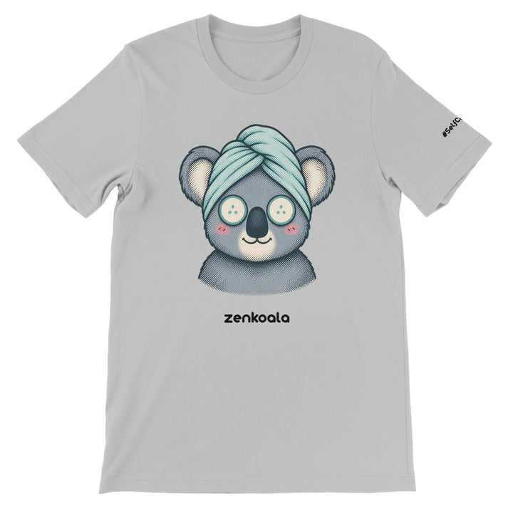 Koala Spa Day feel-good tee in silver — Zen Koala Australia