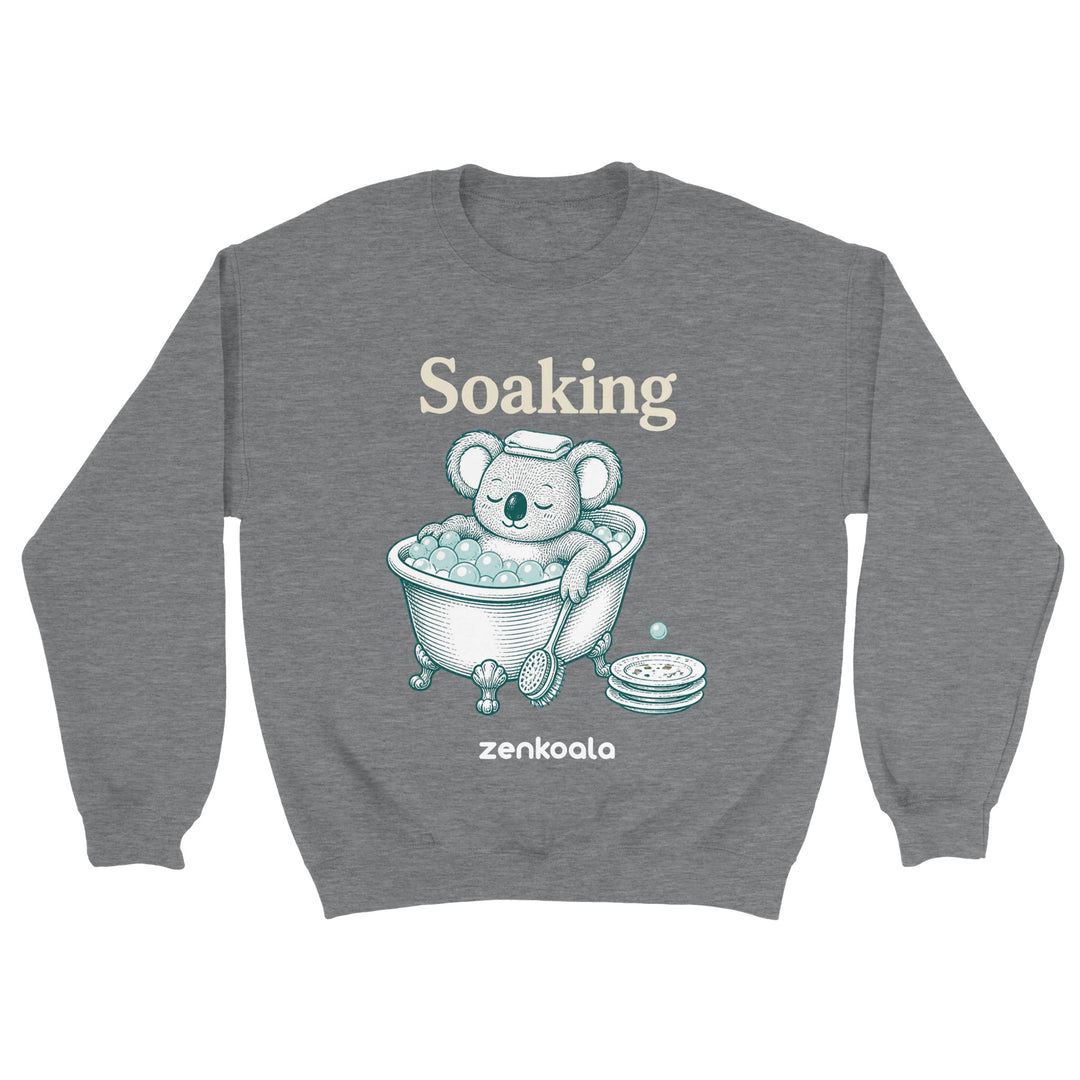 Soaking Koala Bath feel-good sweatshirt in sport grey — Zen Koala Australia