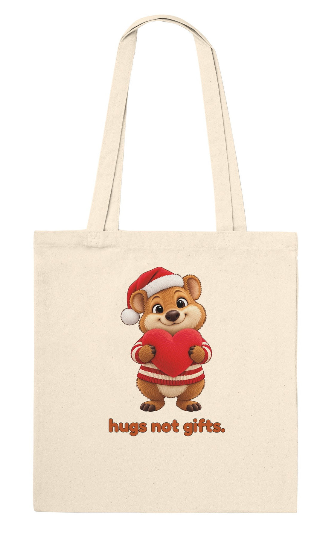 Hugs Not Gifts feel-good tote bag in natural, Zen Koala Australia