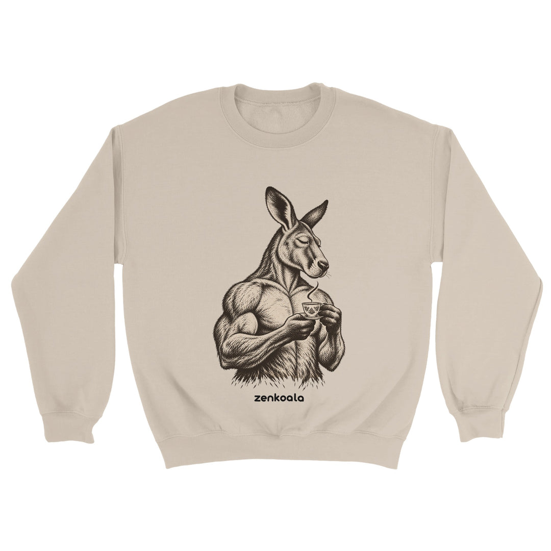 Buff Roo Teacup feel-good sweatshirt in sand, Zen Koala Australia
