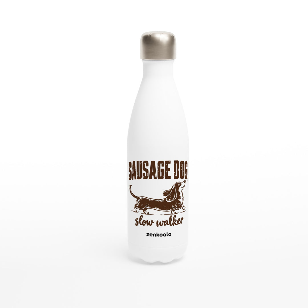 Sausage Dog Slow Walker feel-good water bottle: a sausage dog taking its time, Zen Koala Australia