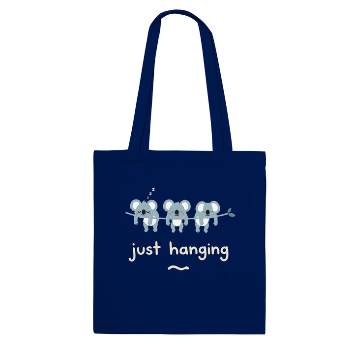 Just Hanging feel-good tote bag in navy, Zen Koala Australia