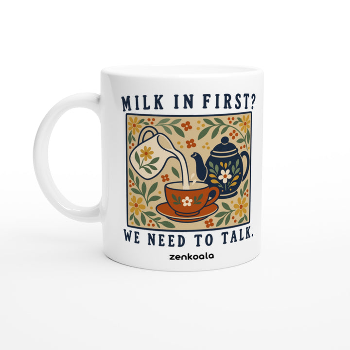 Milk in First mug in all white, Zen Koala Australia