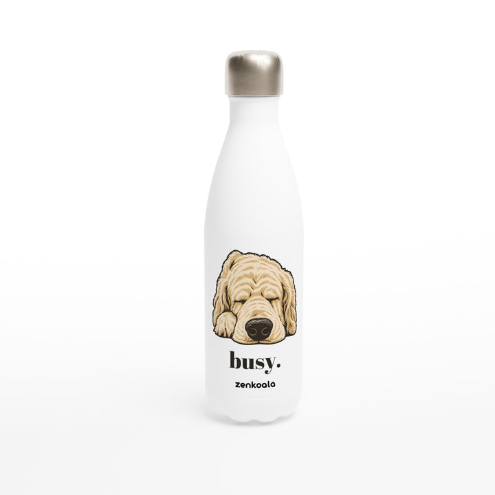 Busy feel-good water bottle: a dog fast asleep, Zen Koala Australia