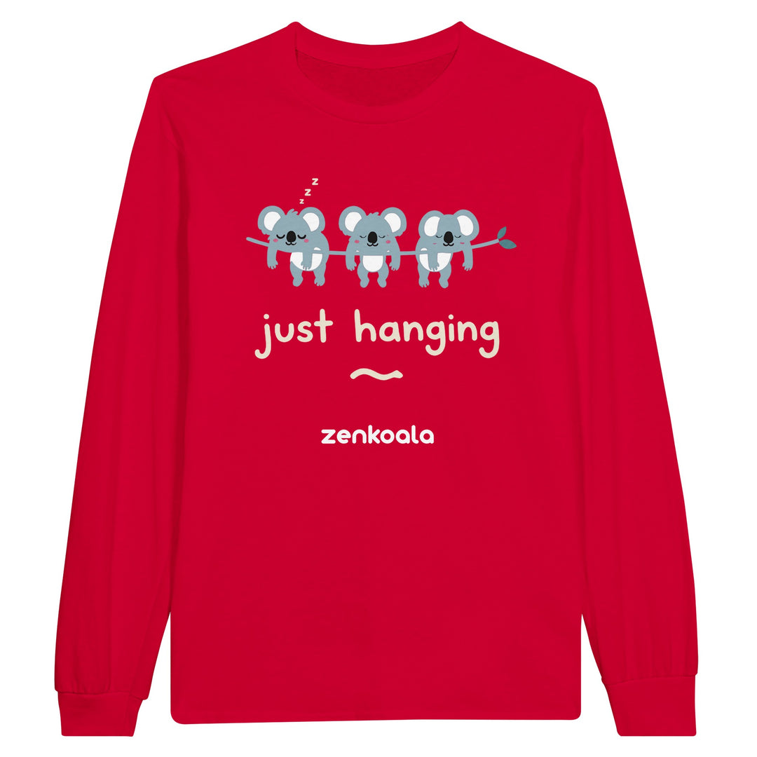 Just Hanging long sleeve tee in red — Zen Koala Australia