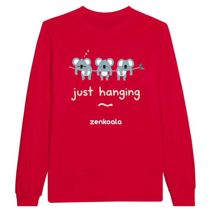 Just Hanging long sleeve tee in red — Zen Koala Australia