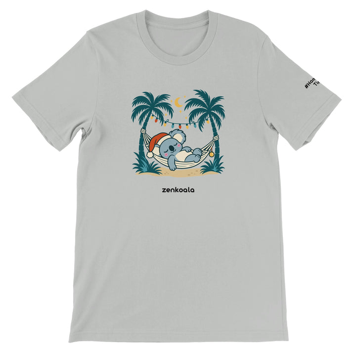 Koala Santa Hammock feel-good tee in silver, Zen Koala Australia