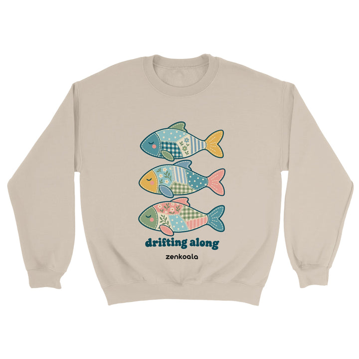 Drifting Along Fish feel-good sweatshirt in sand, Zen Koala Australia