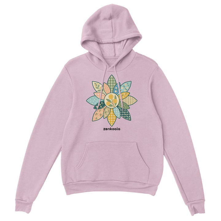 Wattle Mandala feel-good hoodie in light pink, Zen Koala Australia