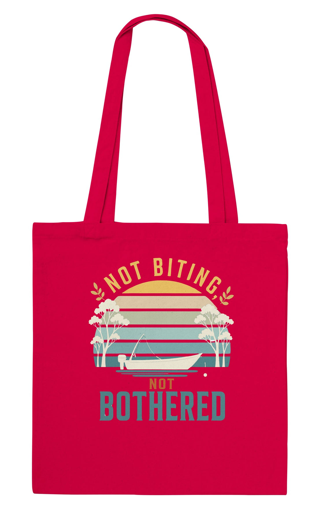 Not Biting Not Bothered feel-good tote bag in red, Zen Koala Australia