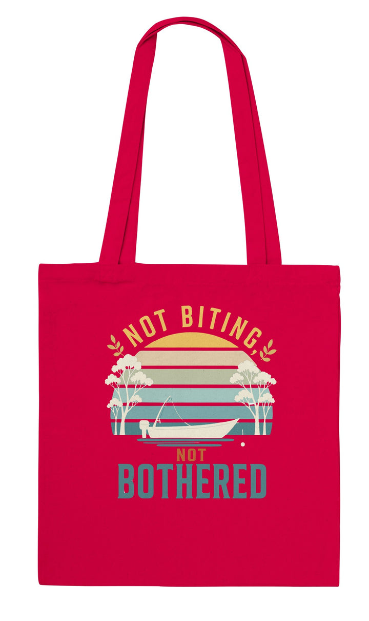 Not Biting Not Bothered feel-good tote bag in red, Zen Koala Australia