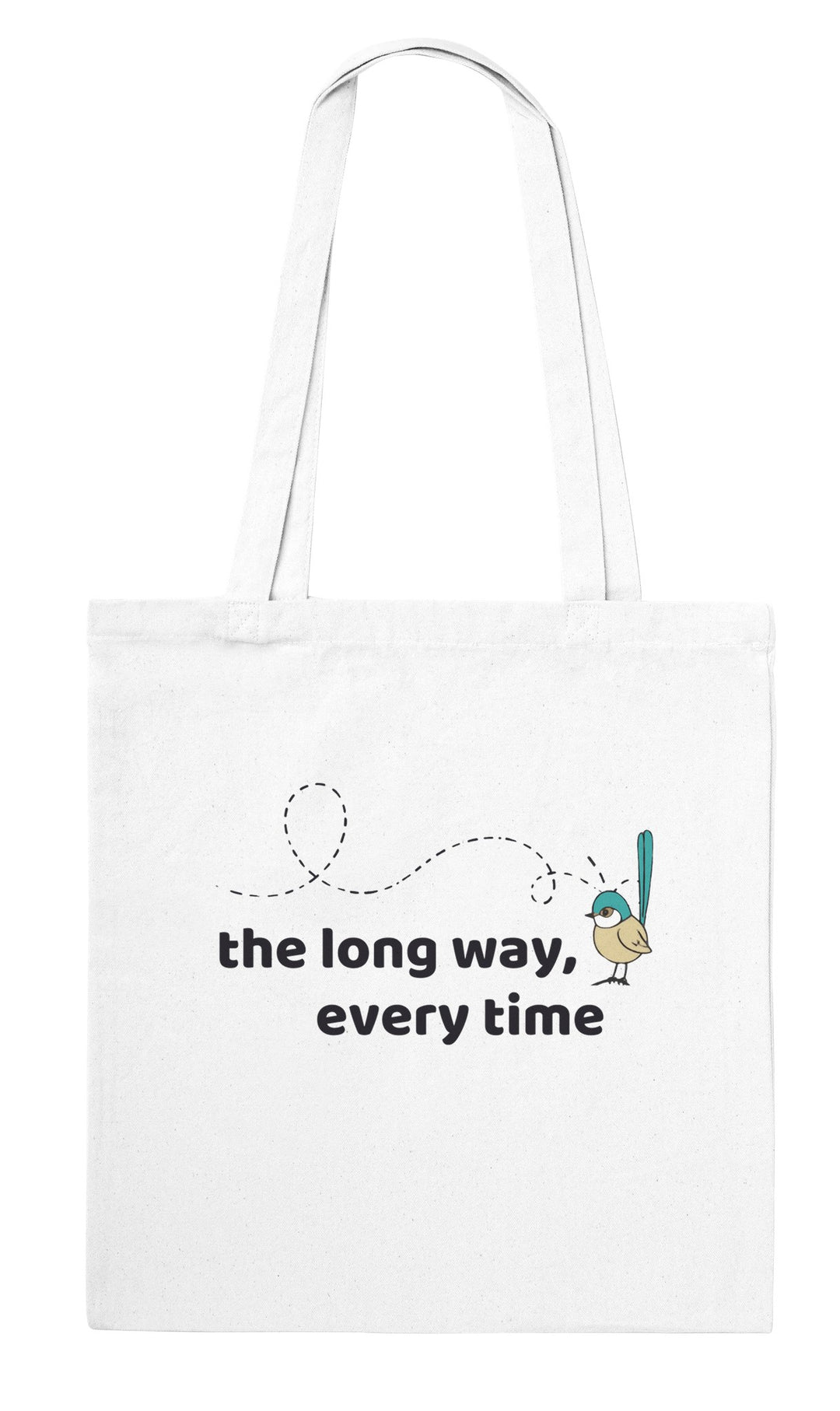 The Long Way Every Time feel-good tote bag in white, Zen Koala Australia