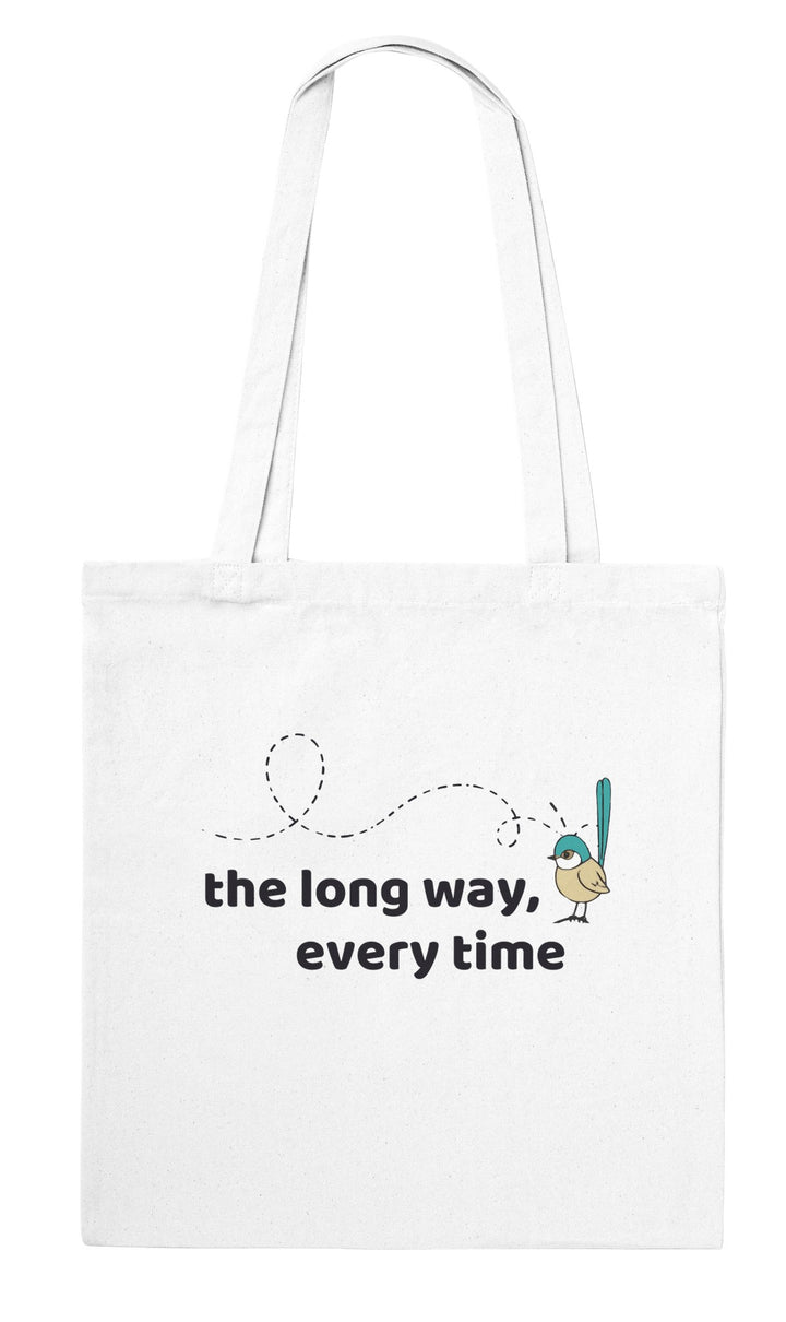 The Long Way Every Time feel-good tote bag in white, Zen Koala Australia