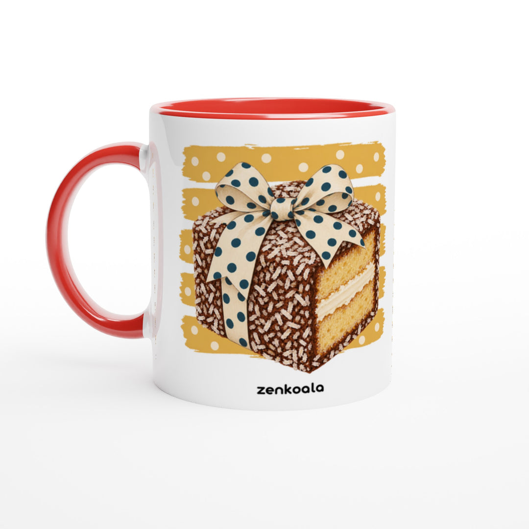 Lamington mug in red: white with a red rim, inside and handle, Zen Koala Australia