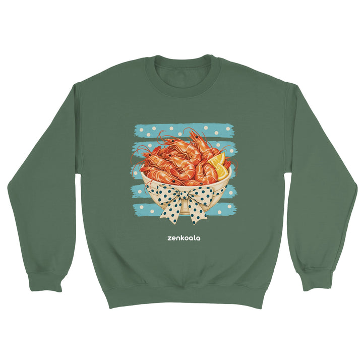 Prawns feel-good sweatshirt in military green, Zen Koala Australia