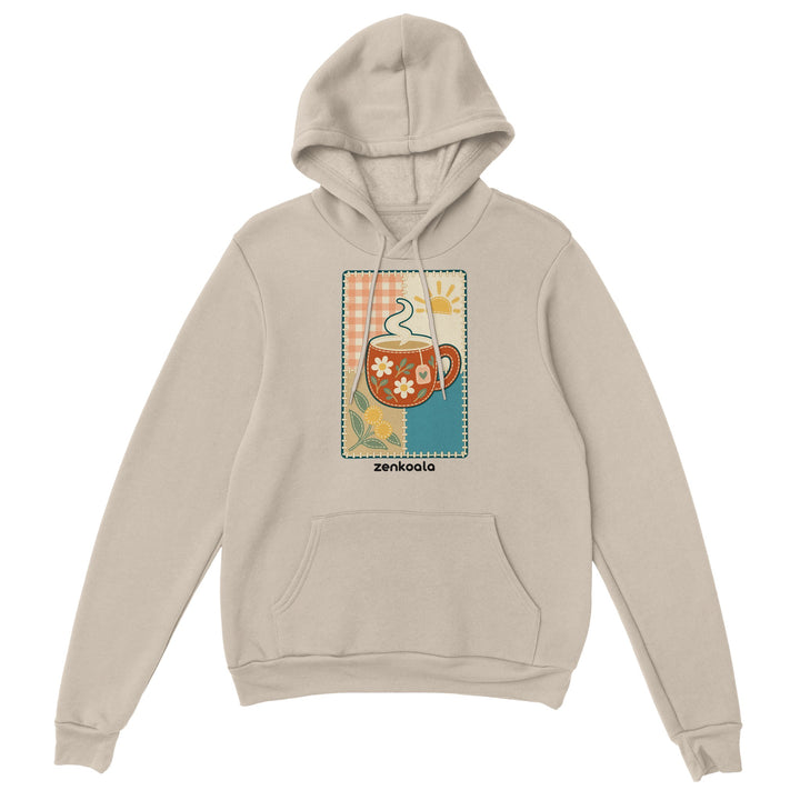 Cuppa Quilt feel-good hoodie in sand, Zen Koala Australia