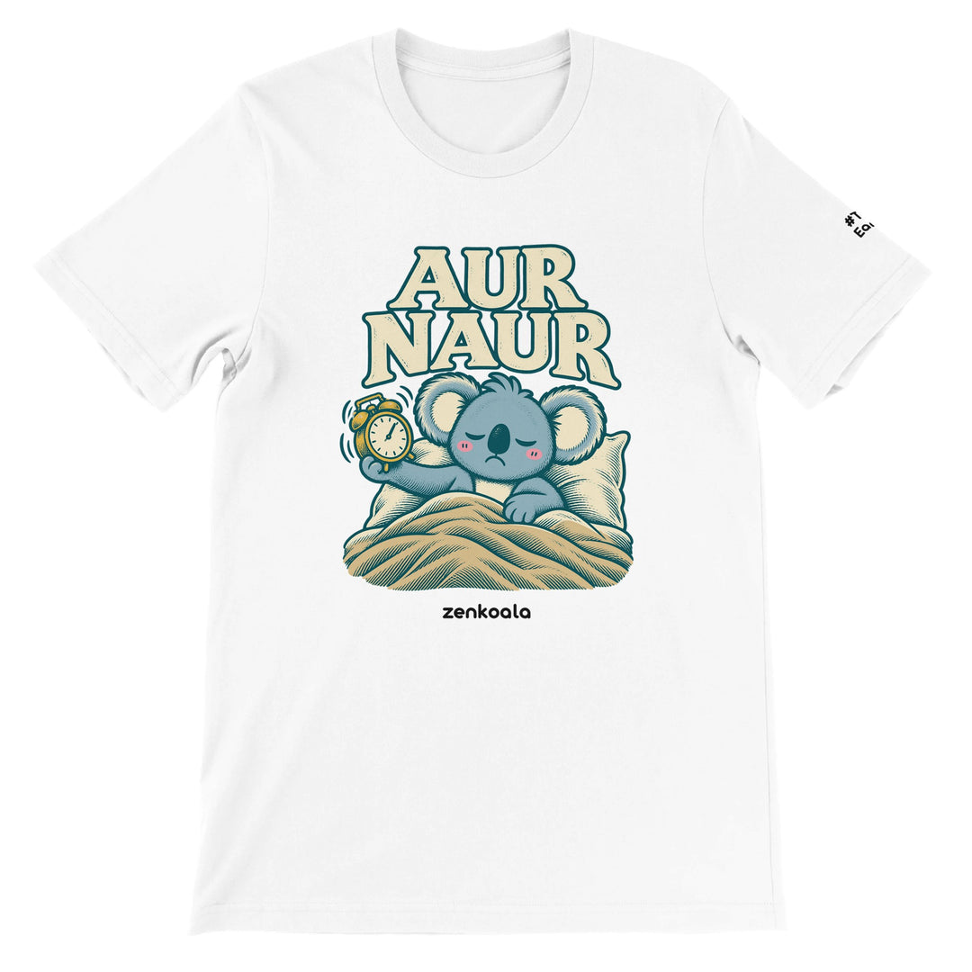 Aur Naur feel-good tee in white, Zen Koala Australia