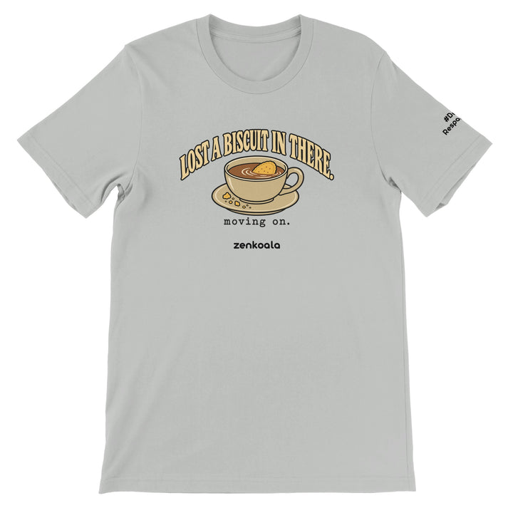 Lost a Biscuit in There feel-good tee in silver, Zen Koala Australia