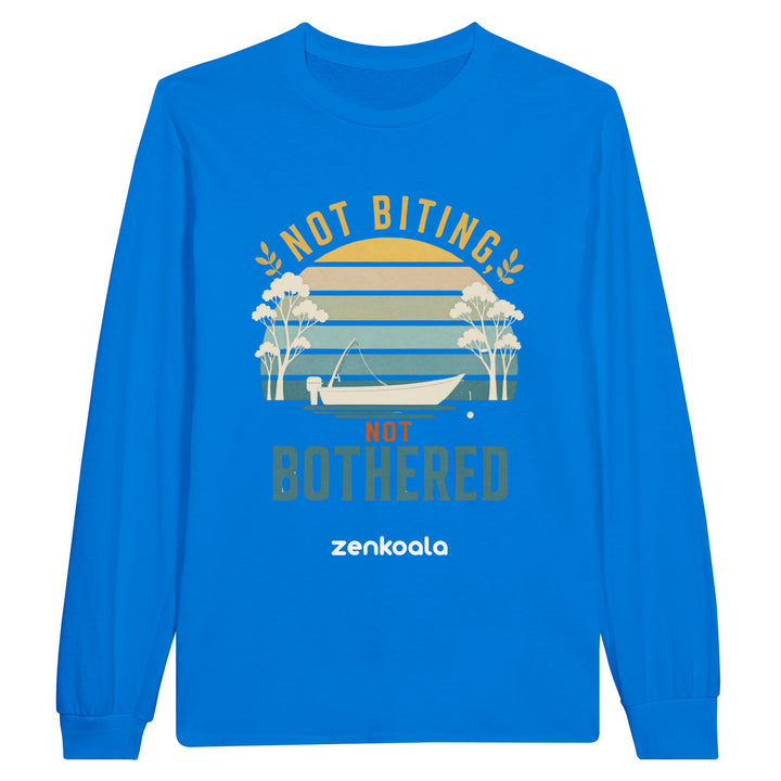 Not Biting Not Bothered long sleeve tee in royal — Zen Koala Australia
