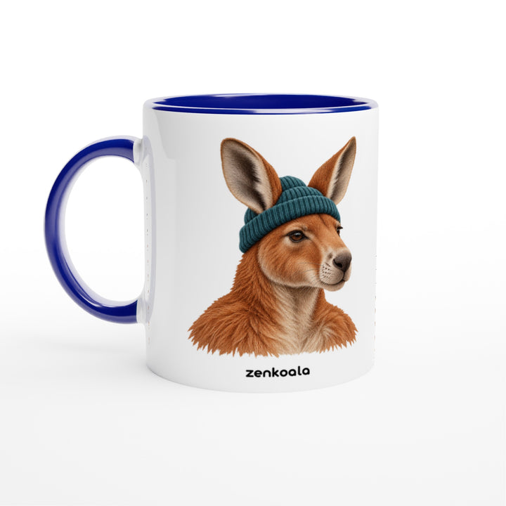 Kangaroo Beanie feel-good mug: a kangaroo in a beanie, Zen Koala Australia