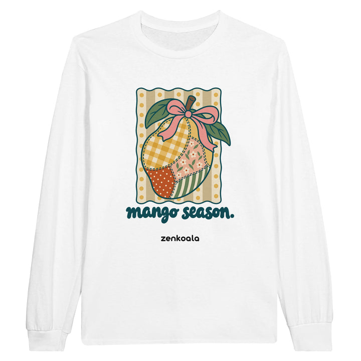 Mango Season feel-good long sleeve tee in white, Zen Koala Australia