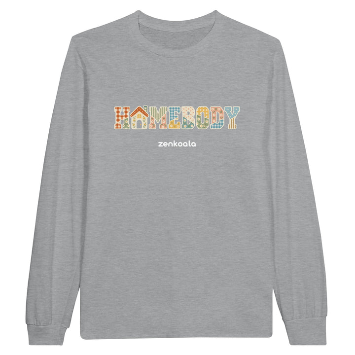 Homebody Faux Patchwork feel-good long sleeve tee in sports grey, Zen Koala Australia