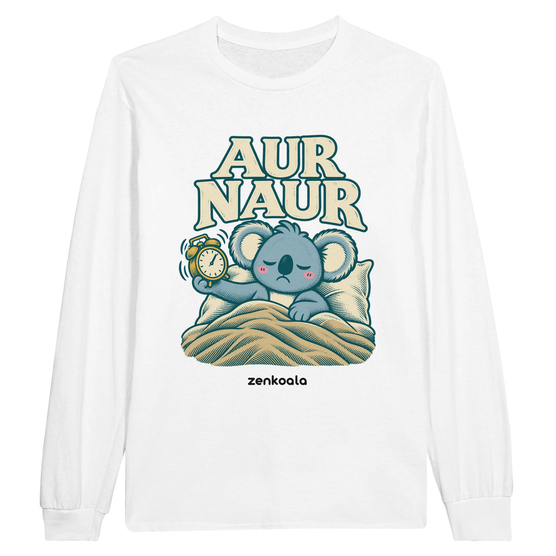Aur Naur feel-good long sleeve tee in white, Zen Koala Australia