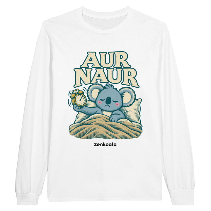 Aur Naur feel-good long sleeve tee in white, Zen Koala Australia