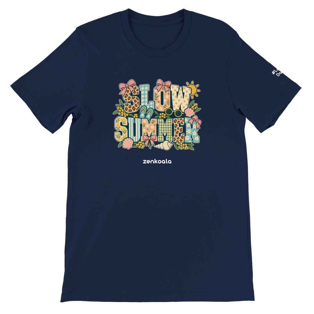 Slow Summer feel-good tee in navy, Zen Koala Australia