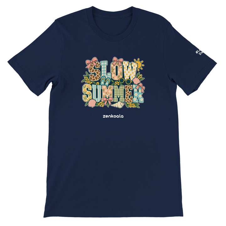 Slow Summer feel-good tee in navy, Zen Koala Australia