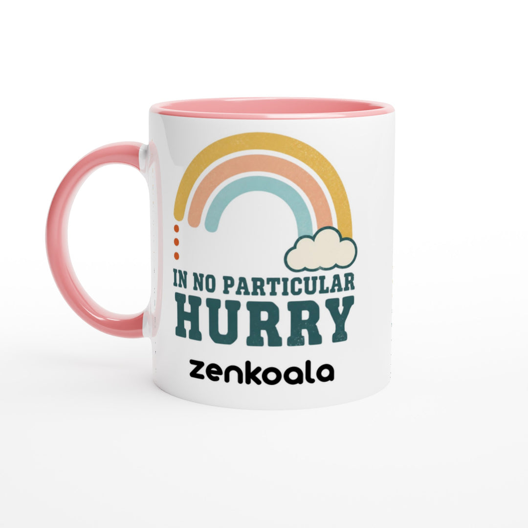 In No Particular Hurry feel-good mug, pink inside — Zen Koala Australia