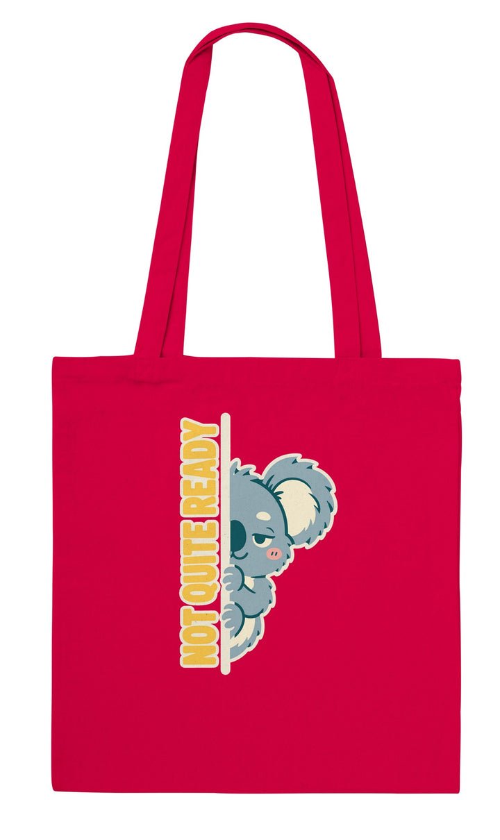 Not Quite Ready feel-good tote bag in red, Zen Koala Australia