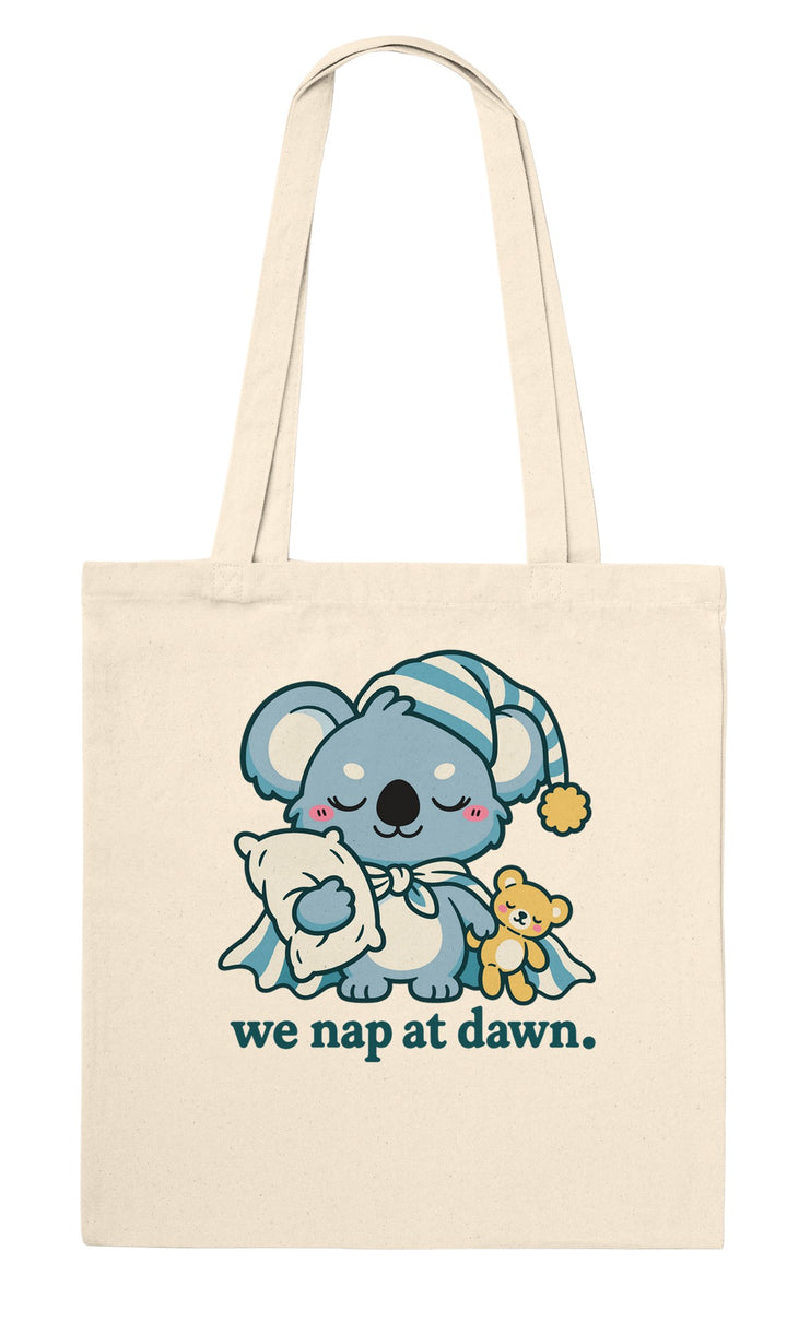 We Nap at Dawn feel-good tote bag in natural, Zen Koala Australia