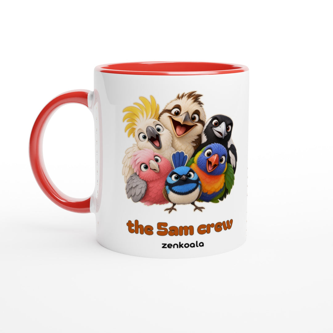 The 5am Crew mug in red: white with a red rim, inside and handle, Zen Koala Australia