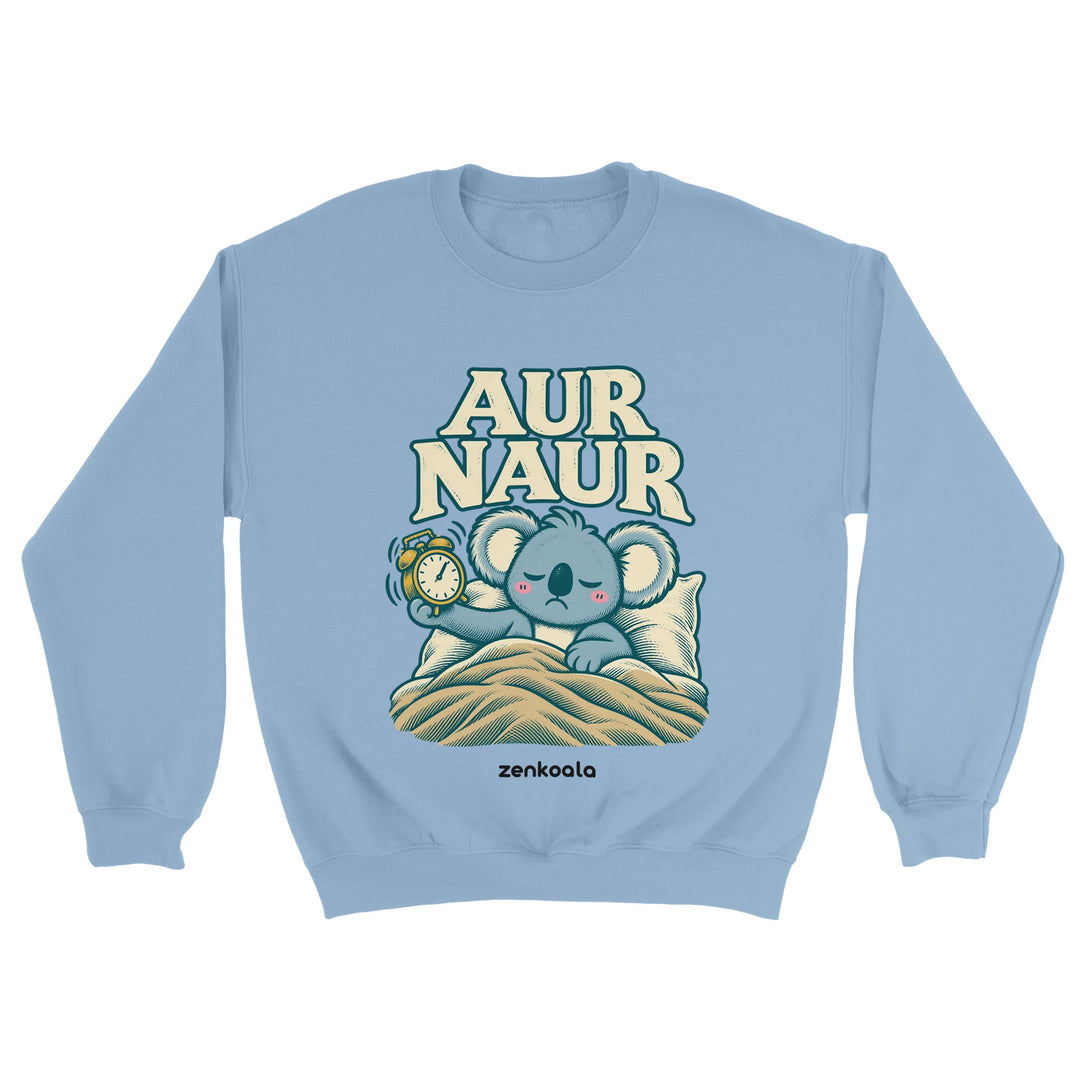 Aur Naur feel-good sweatshirt in light blue, Zen Koala Australia