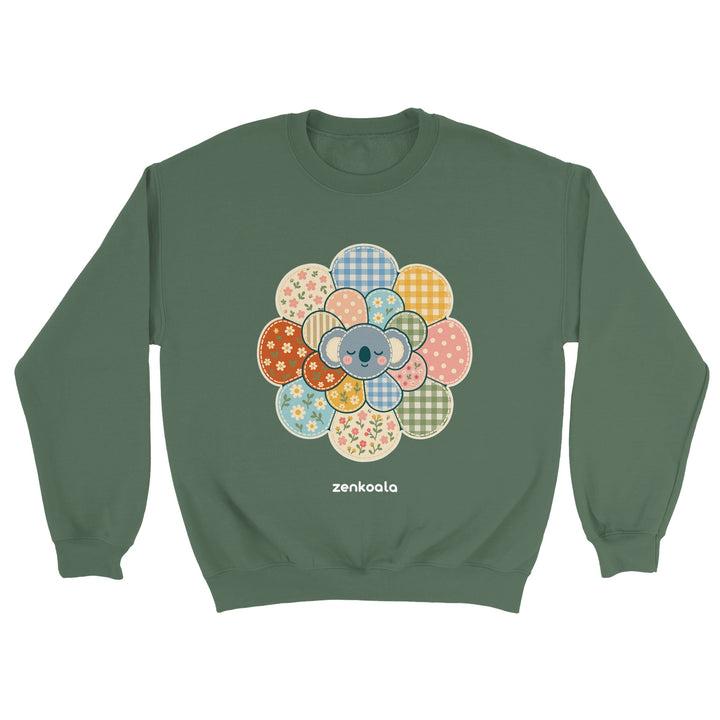 Zen Mandala Flower feel-good sweatshirt in military green, Zen Koala Australia