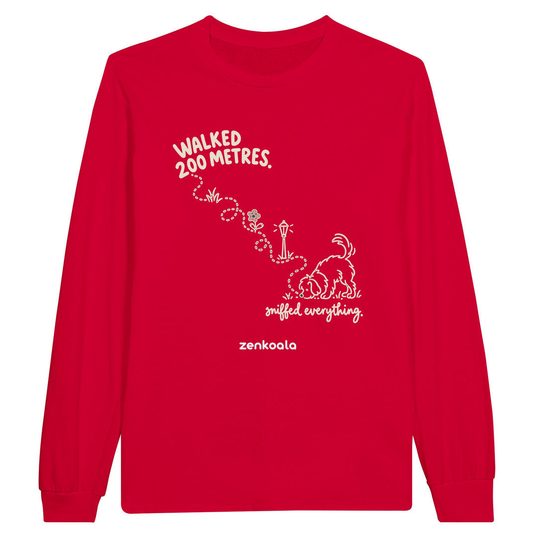 Sniffed Everything feel-good long sleeve tee in red, Zen Koala Australia