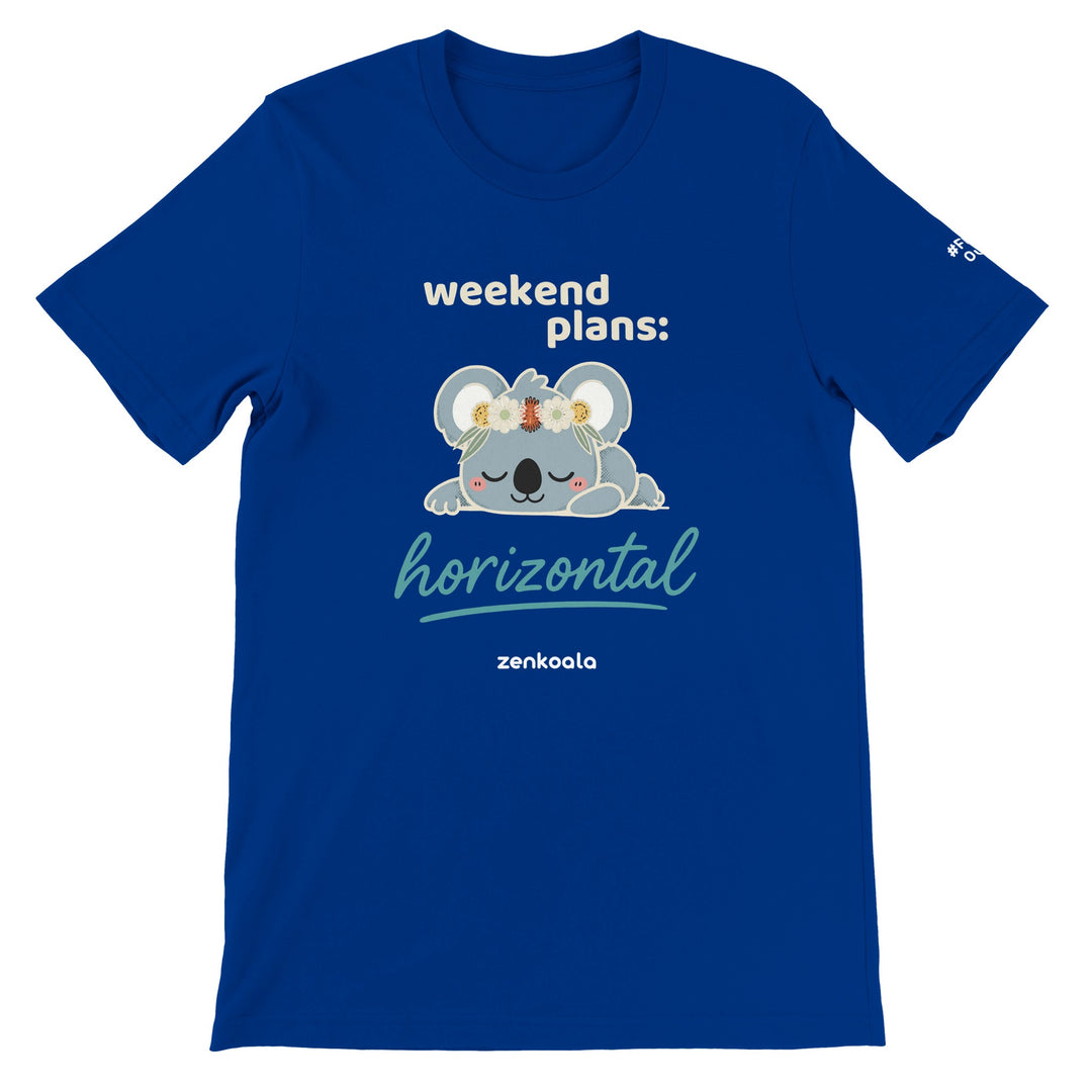 Weekend Plans Horizontal Koala feel-good tee in true royal, Zen Koala Australia