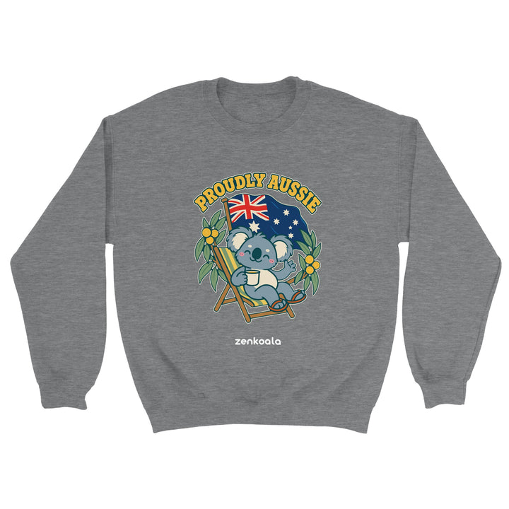 Proudly Aussie feel-good sweatshirt in sport grey, Zen Koala Australia