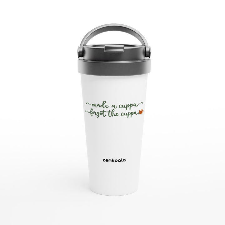 Made a Cuppa Forgot the Cuppa feel-good travel mug: looping script and a little forgotten cuppa, Zen Koala Australia