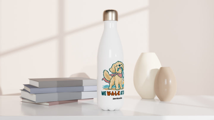 We Walk at Dawn water bottle beside books and vases, Zen Koala Australia