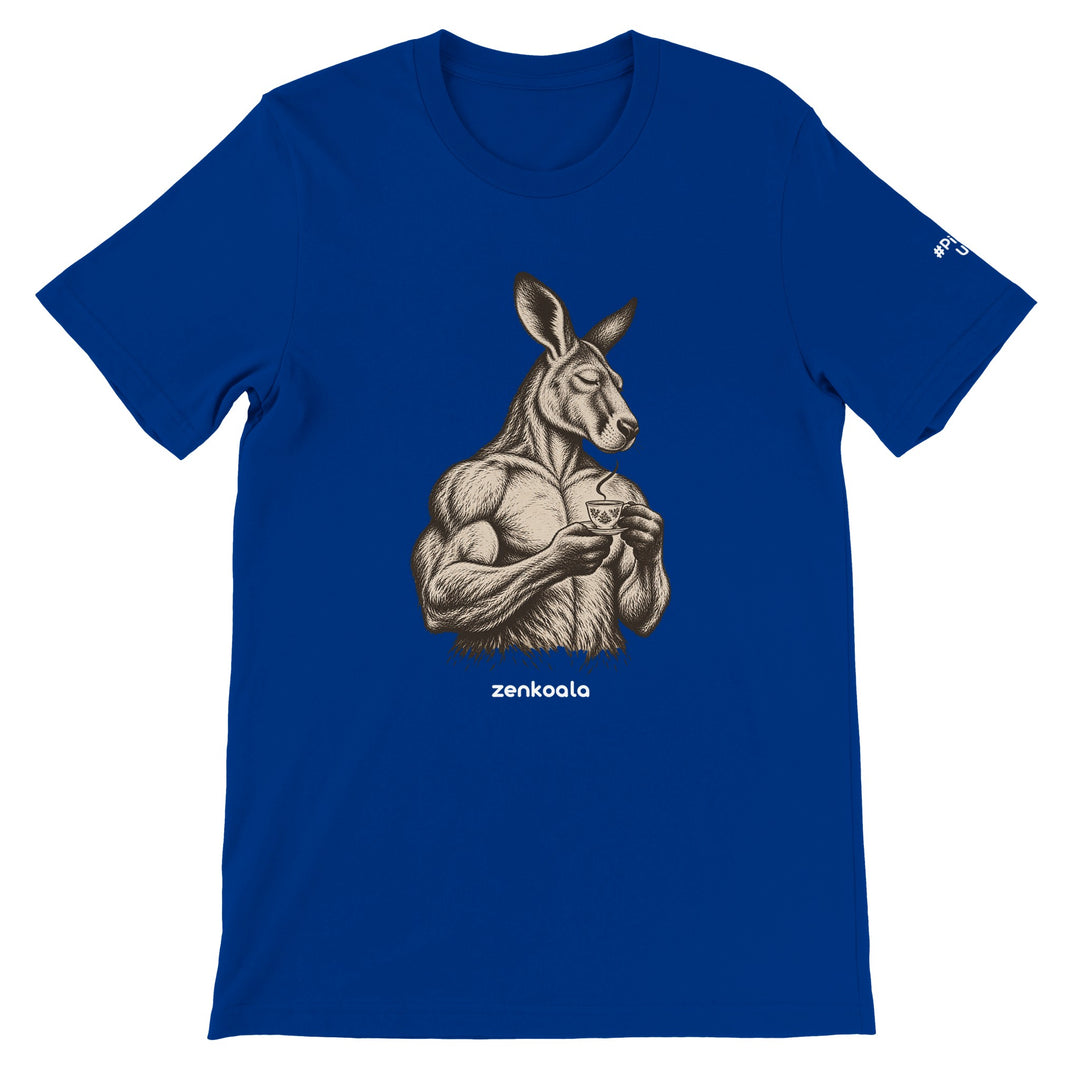 Buff Roo Teacup feel-good tee in true royal, Zen Koala Australia