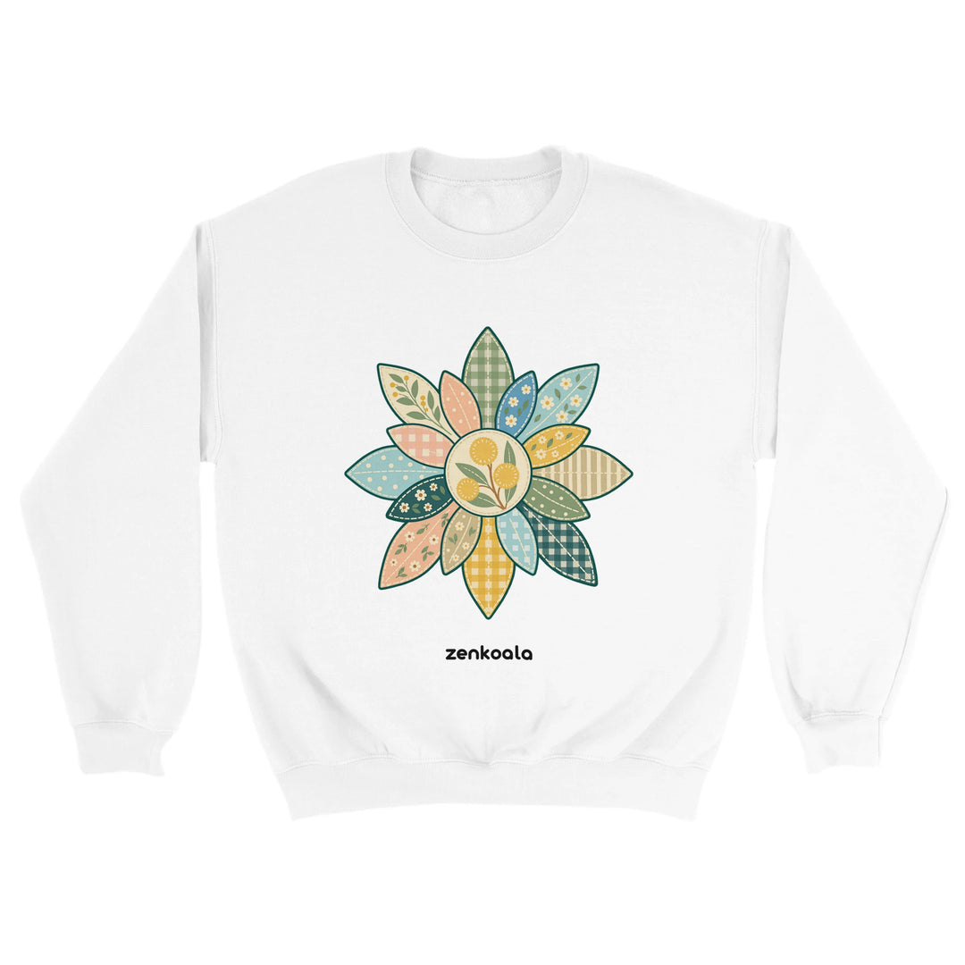 Wattle Mandala feel-good sweatshirt in white, Zen Koala Australia
