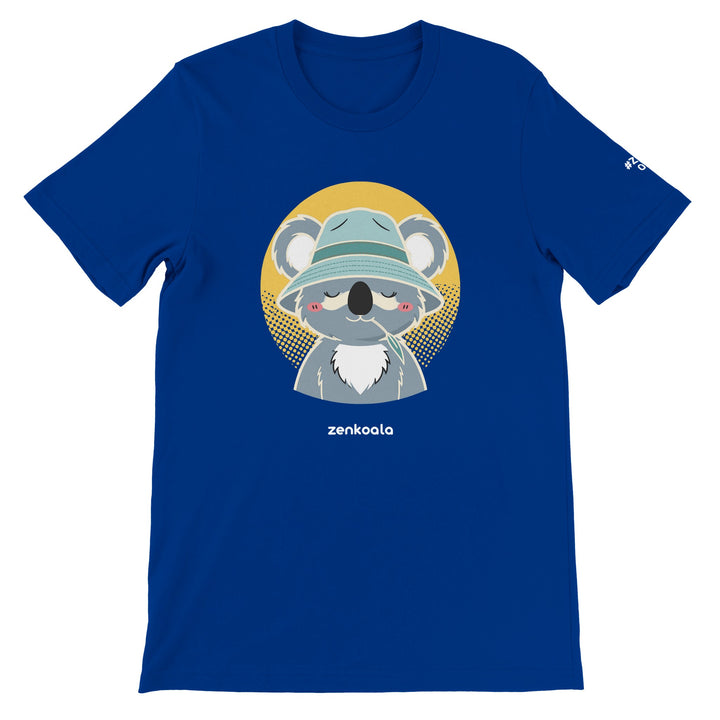 Koala Zinc and Bucket Hat feel-good tee in true royal, Zen Koala Australia