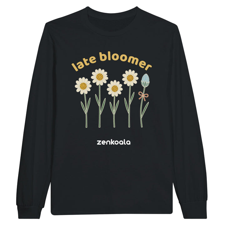Late Bloomer long sleeve tee in black — Zen Koala Australia
