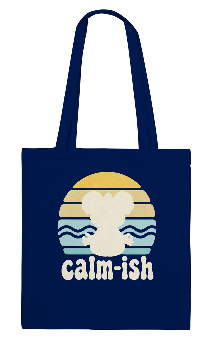 Calm-ish Retro Sunset Koala feel-good tote bag in navy, Zen Koala Australia