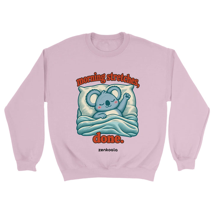 Morning Stretches Done feel-good sweatshirt in light pink, Zen Koala Australia