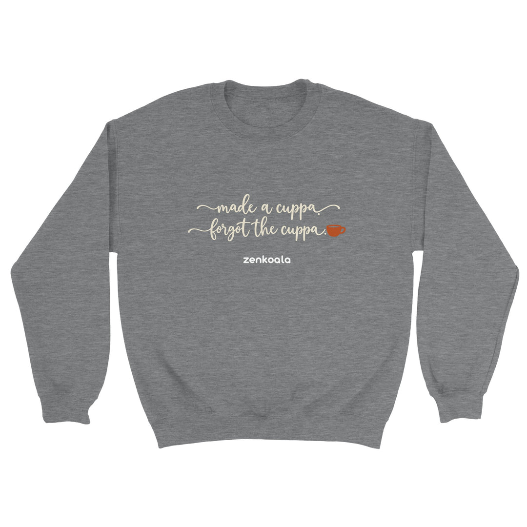 Made a Cuppa Forgot the Cuppa feel-good sweatshirt in sport grey, Zen Koala Australia